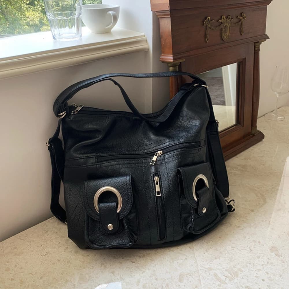 Borsa da viaggio morbida a tracolla, borsa a spalla, zaino in pelle resistente all'acqua per viaggi, uso quotidiano, scuola