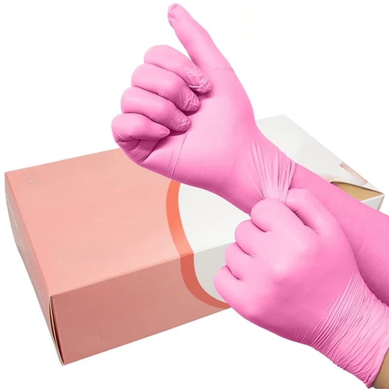20/50/100 pezzi guanti in Nitrile rosa per cucine giardinaggio pulizia riparazione auto tatuaggio guanti rosa guanti per la pulizia della casa