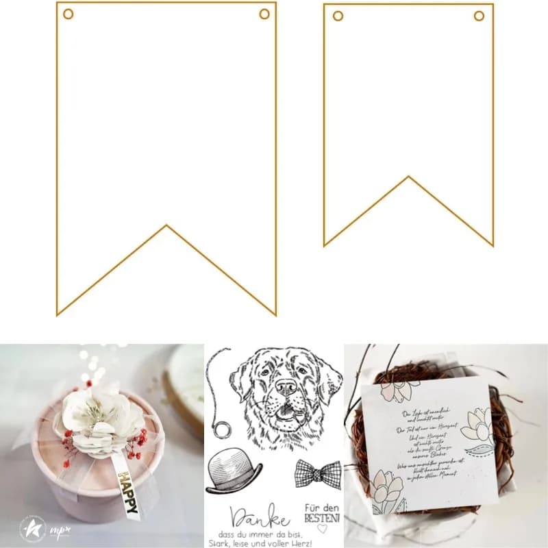The Pennant Set Flags Labrador Lenny Patch Cut Metal Die and Stamps for Scrap Booking Stencil Album Paper DIY Gift Card 2026