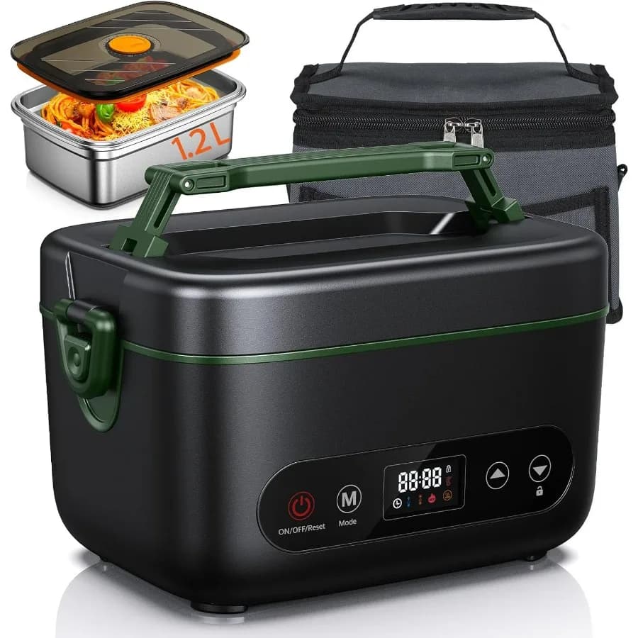 Lunch Box elettrico senza fili, Lunch Box riscaldato alimentato a batteria, Lunchbox isolato per alimenti da 1,2 litri con forchetta e cucchiaio isolato C
