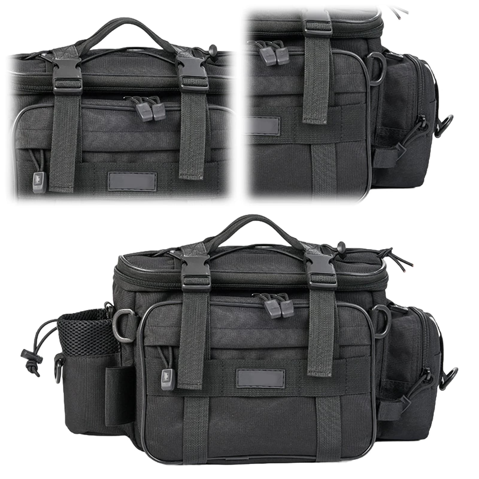 Reinforced fishing gear bags, multifunctional bait bag, fishing gear organizer (Black)