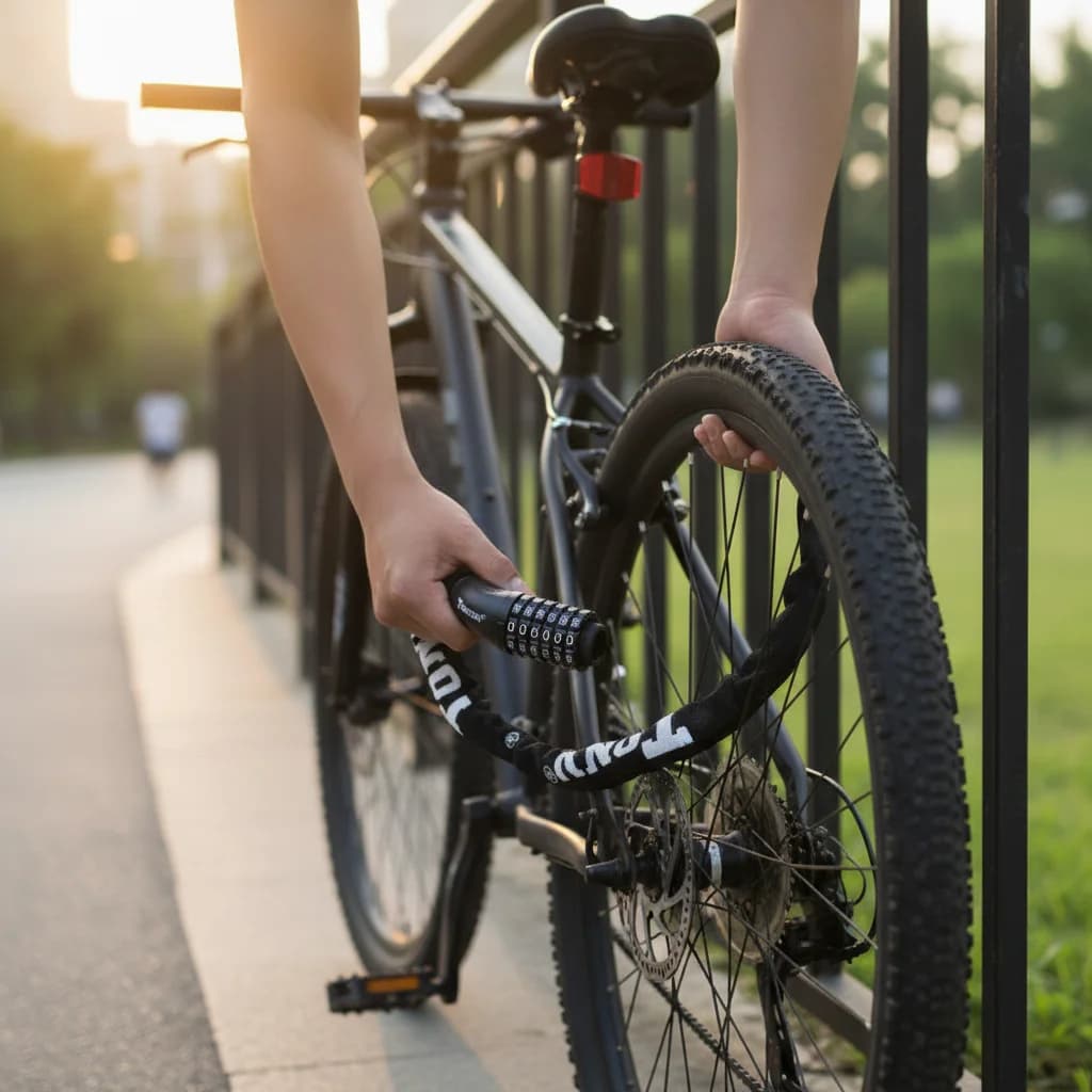 Lucchetto a catena per bicicletta con password di sicurezza universale 732 per mountain bike e bici da strada con design anti-taglio in acciaio Mn