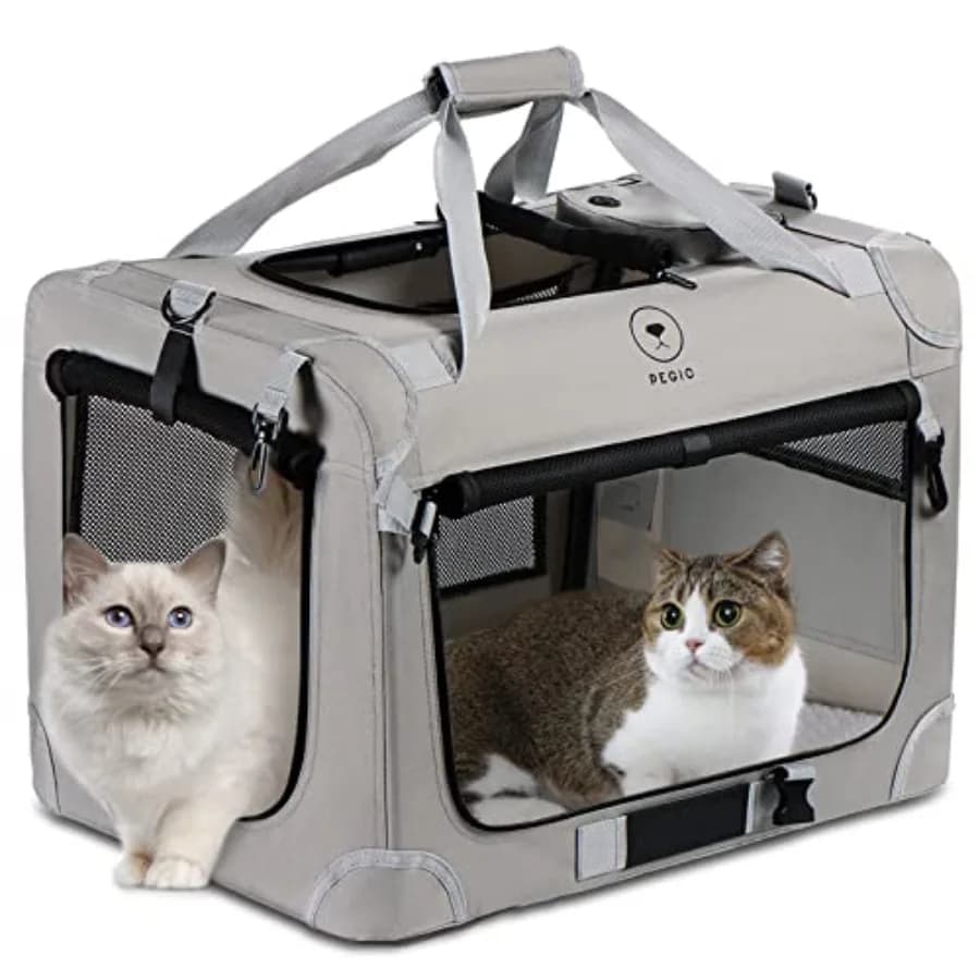 Extra Large Cat Carrier for 2 Cats, Portable Soft Sided Large Pet Carrier for Traveling, Indoor and Outdoor Uses, 24"×16"×16" X
