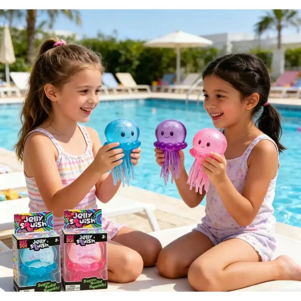 Needoh Fuzz Ball Jellyfish Squishy Blind Box Series Various Colors Cute Jellyfish Modeling Stress Relief Relax Fun Toy
