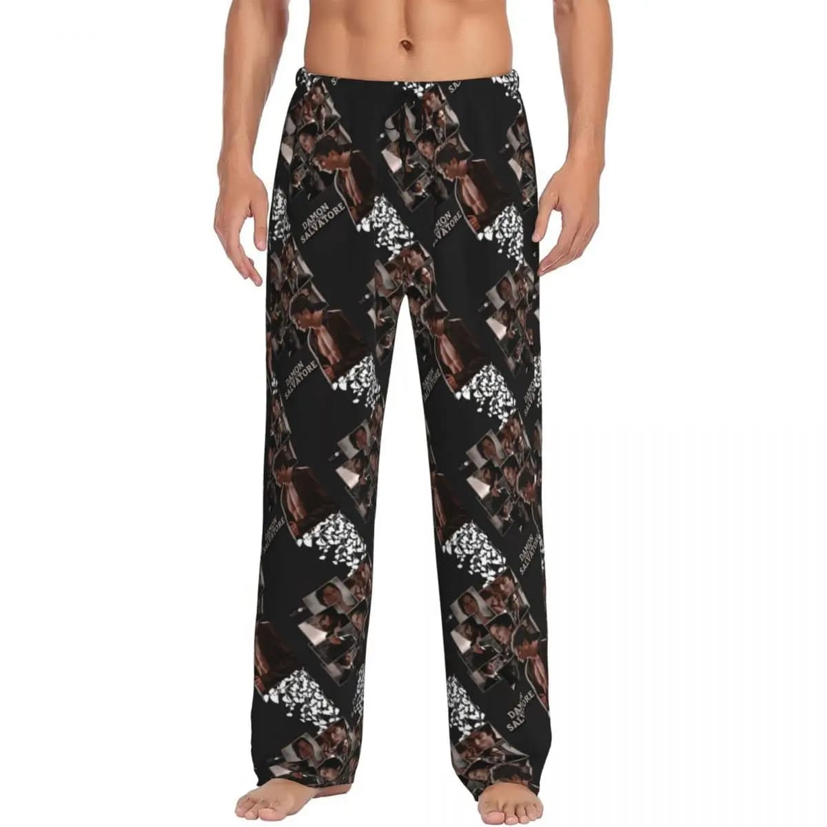 Pantaloni del pigiama personalizzati The Vampire Diaries Indumenti da notte Cintura elastica da uomo Damon Salvatore Pantaloni da notte con tasche
