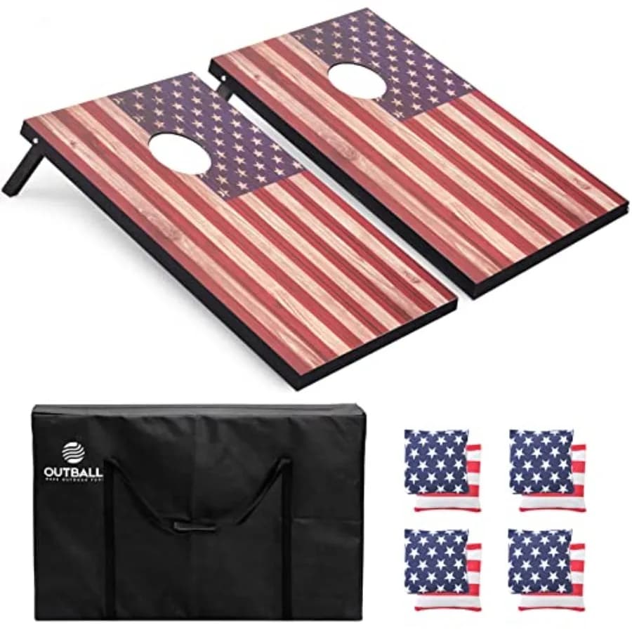 Set da Cornhole 4x2 e 3x2 di Dimensioni Regolamentari con Borse per il Trasporto e 8 Sacchetti di Fagioli, Tavole da Cornhole, Giochi di Lancio dei Fagioli