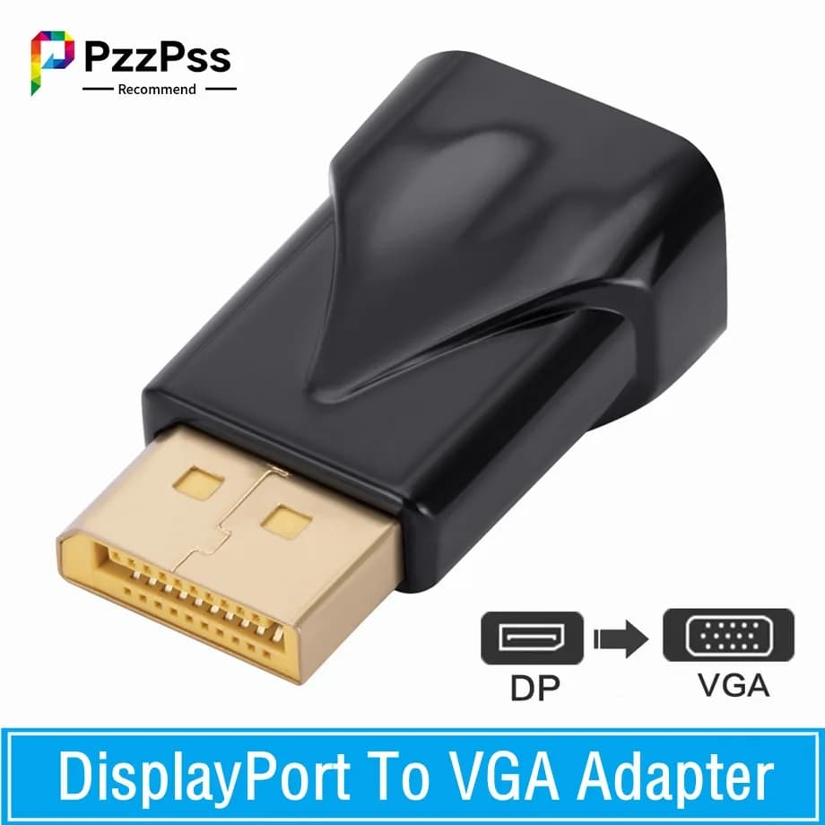 PzzPss Adattatore DisplayPort a VGA 1080P Display Port DP Maschio a VGA Femmina Convertitore per PC Proiettore DVD TV Monitor portatile