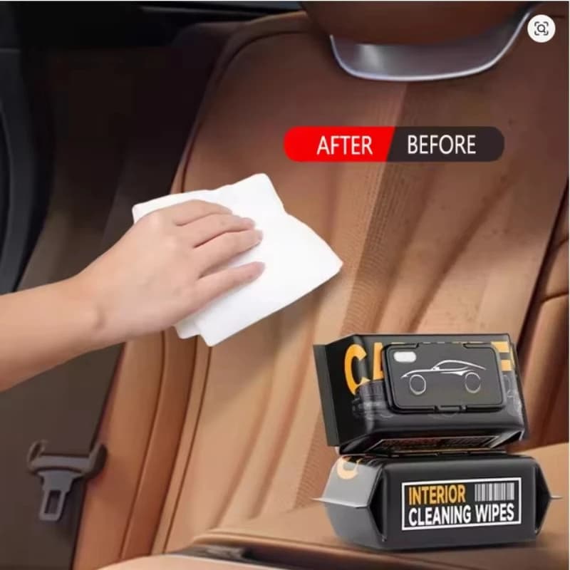 80PCS Car Interior Cleaning Wipes Multi-Function Leather Brightening Care Wipes For Dashboard Seat Auto Wash Accessories