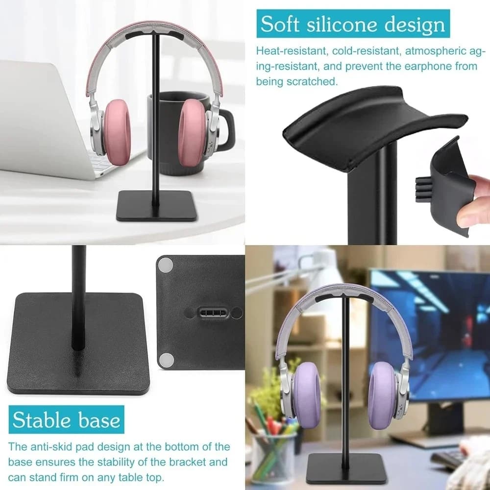 Universal Headphone Stand Plastic Headset Holder Flexible Headrest Fashion Headphone Hanger Mobile Phone Black/White Supporting