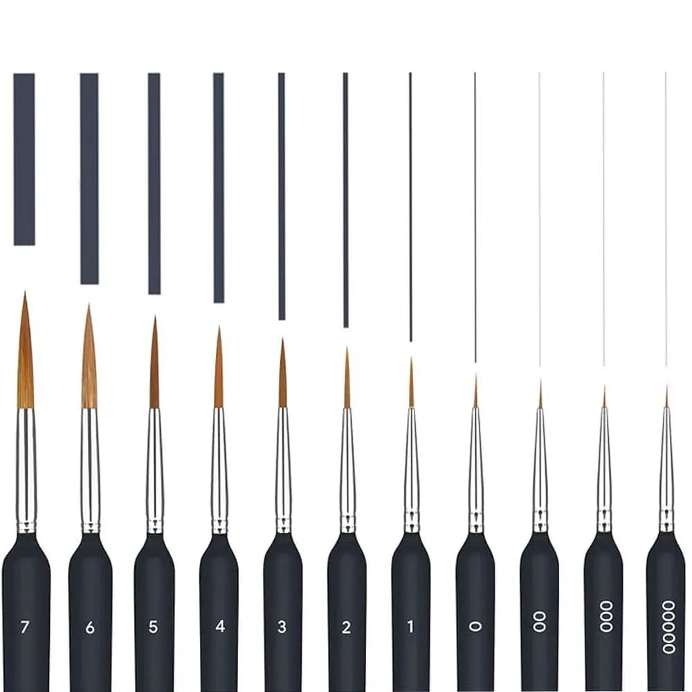11pcs Premium Paint Brush Set With Natural Wood Triangle Rod For Watercolor Oil Craft Drawing