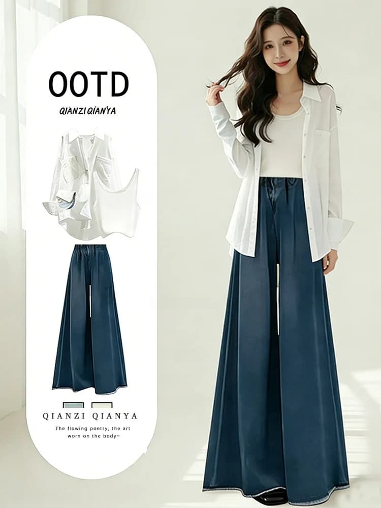 Complete Set Two Pieces Korean Women's Spring Autumn: Casual vest with Solar Protection and High Life Jeans Slim Gamba Larga