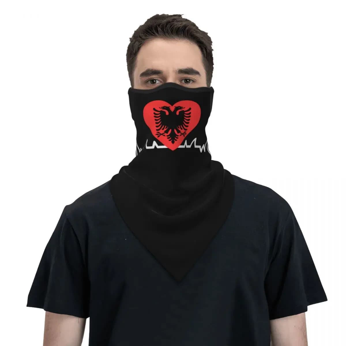 Bandiera albanese Albania Aquila Bandana Ghetta per il collo Maschera antivento Sciarpa Copricapo Donna Uomo Fascia per capelli Passamontagna a tubo