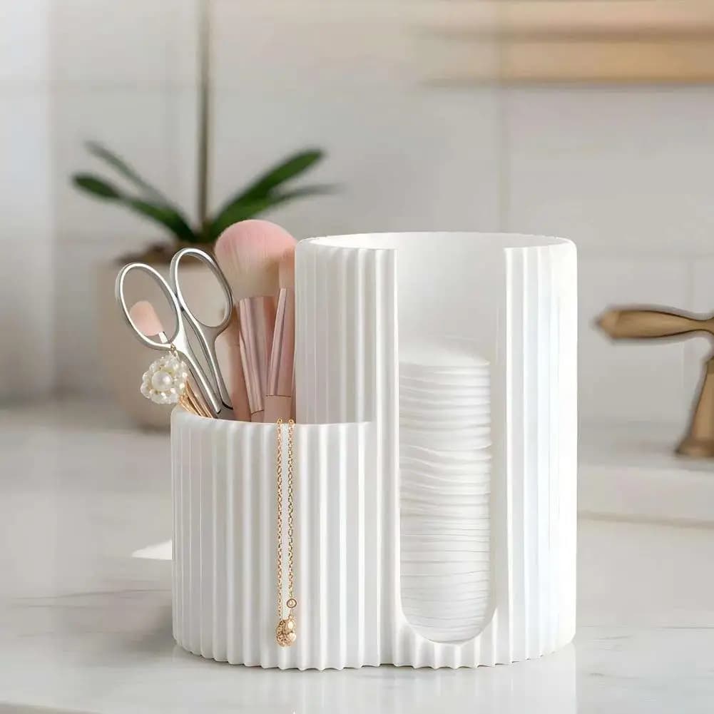Scatola porta cotone idrofilo, porta dischetti struccanti, organizer da scrivania, contenitore per spugne make-up, porta strumenti per nail art, accessori per il trucco
