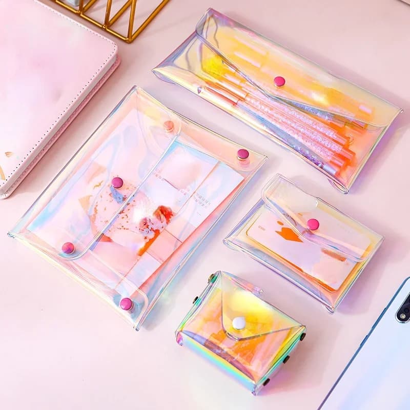 Transparent Pencil Case Clear Organizer Cosmetic Bags Travel Portable Brush Case Storage Set PVC Transparent Pen Bag