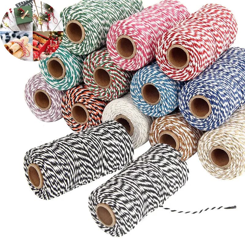 100 m/roll 2mm cotton strips string cotton rope packing rope for crafts diy cooking butchers christmas gift box