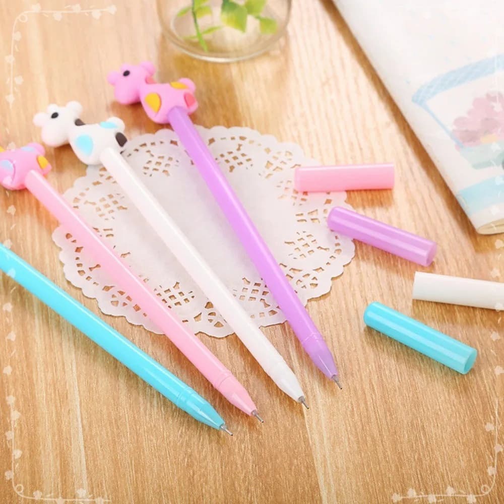 Set di penne Gel a forma di cervo rosso da 48 pezzi Set di premi di cancelleria per studenti con penna a testa in Silicone simpatico cartone animato