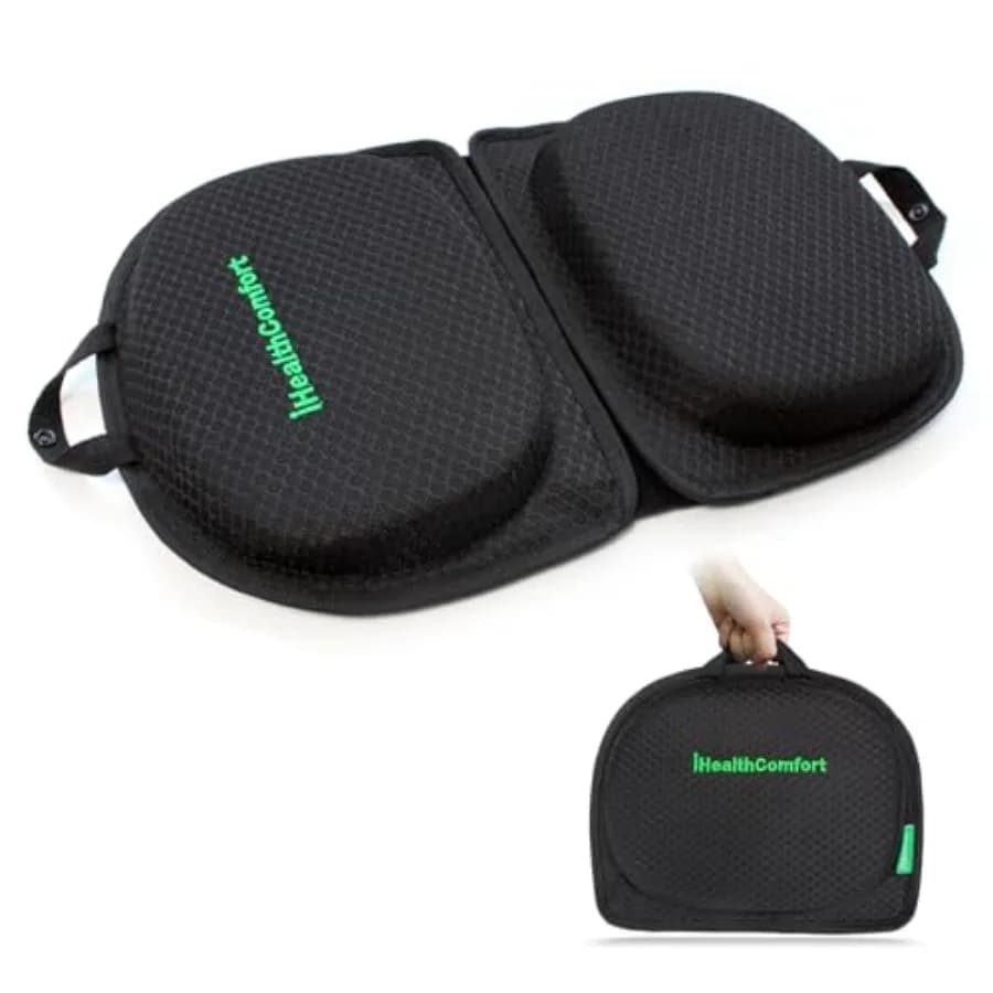 Cuscino da Viaggio Piccolo in Gel Memory Foam, Supporto Lombare Portatile e Pieghevole per Lunghe Ore di Seduta in Treno/Aereo