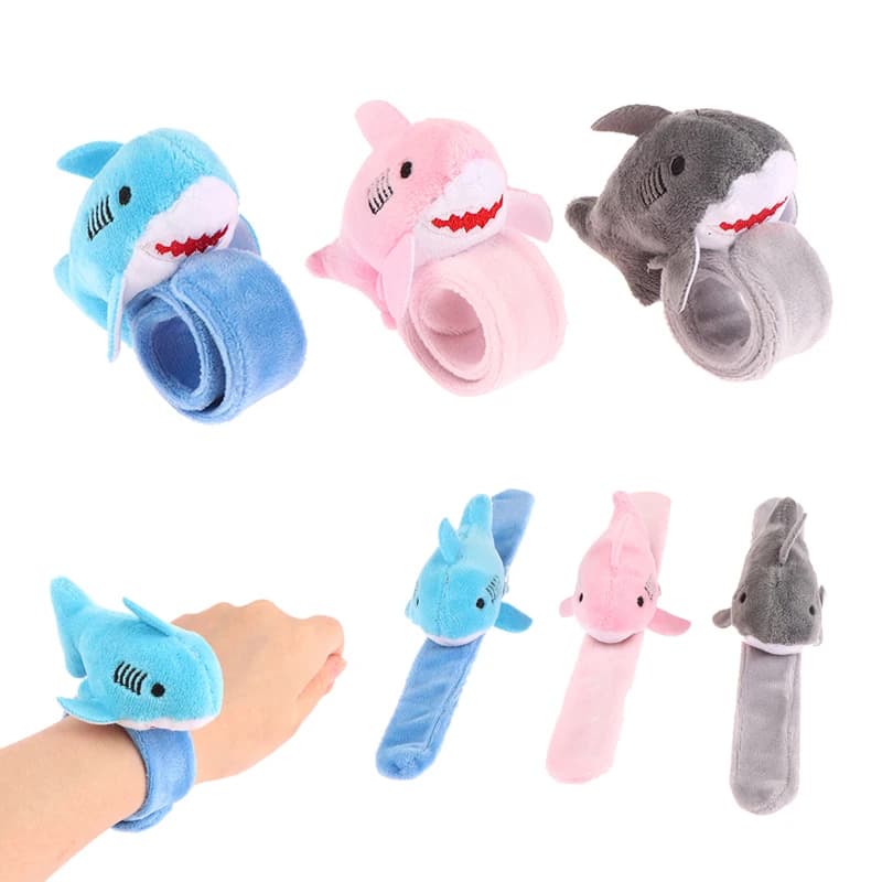 New！Cute Plush Shark Wristband Stuffed Animal Slap Bracelet Slap Rings Slap Band Toy For Kids Party Favor Birthday Gift
