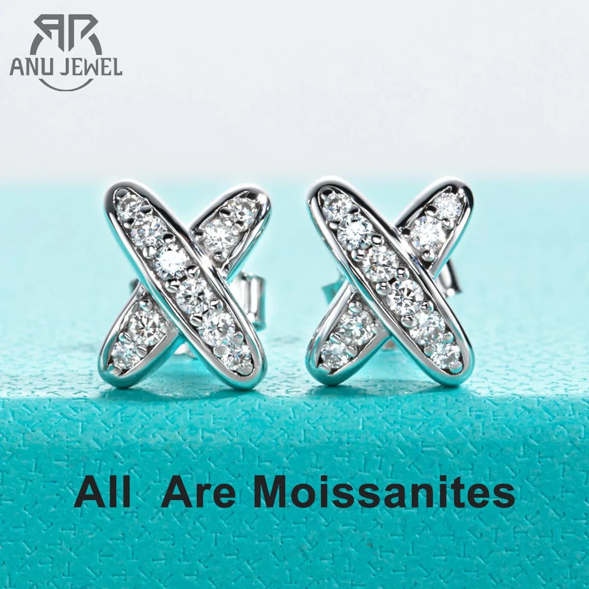 AnuJewel Moissanite Orecchini con diamanti Argento sterling 925 D Colore VVS1 Moissanite Classic Croce Orecchini con perno per gioielli donna