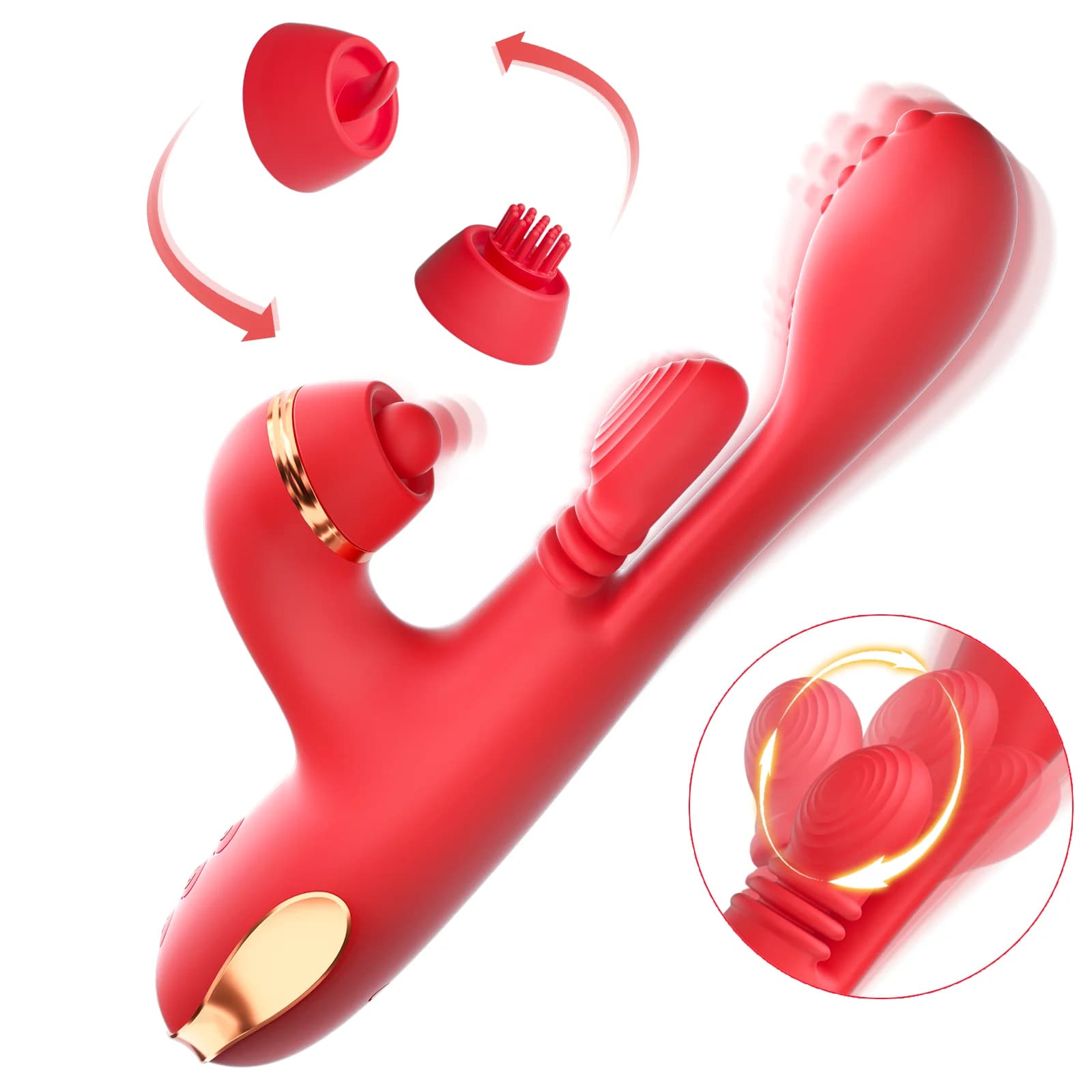 5 IN 1 Tapping Spinta Dildo Vibratore per le donne G Spot Vibratore Clitoride Clitoride Stimolatore Masturbatore femminile Giocattoli adulti del sesso