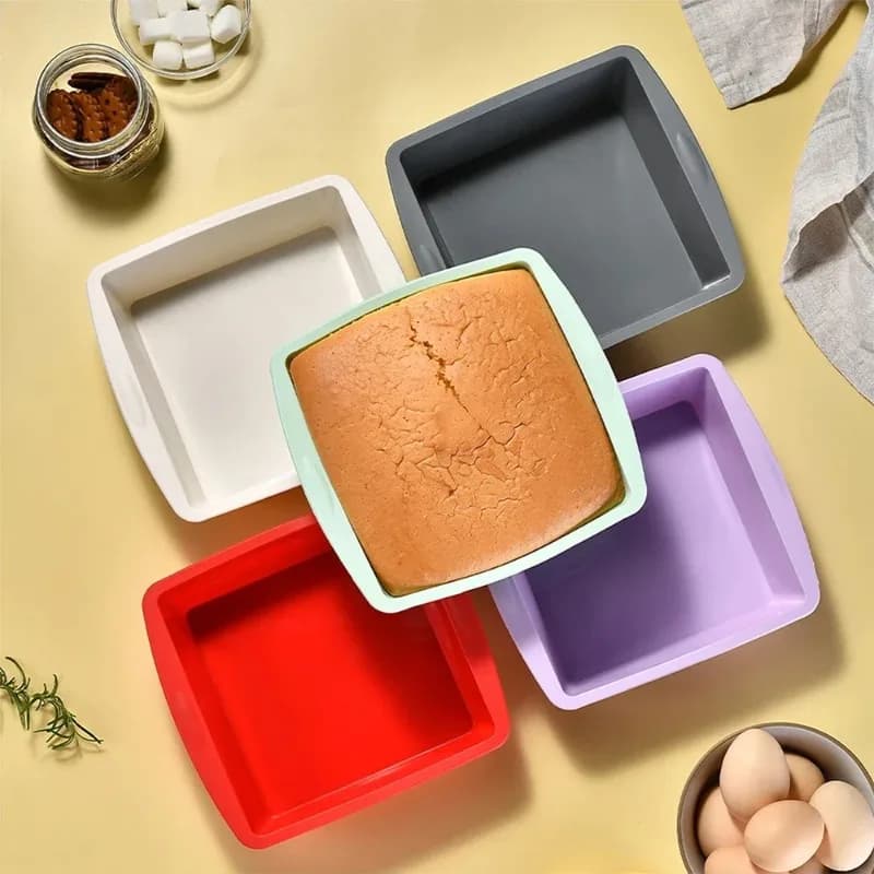 1/4 pcs flat for square silicone cake pot for non-stick brownies with anti-slip oven handle and safe air fryer perfect for baking cakes