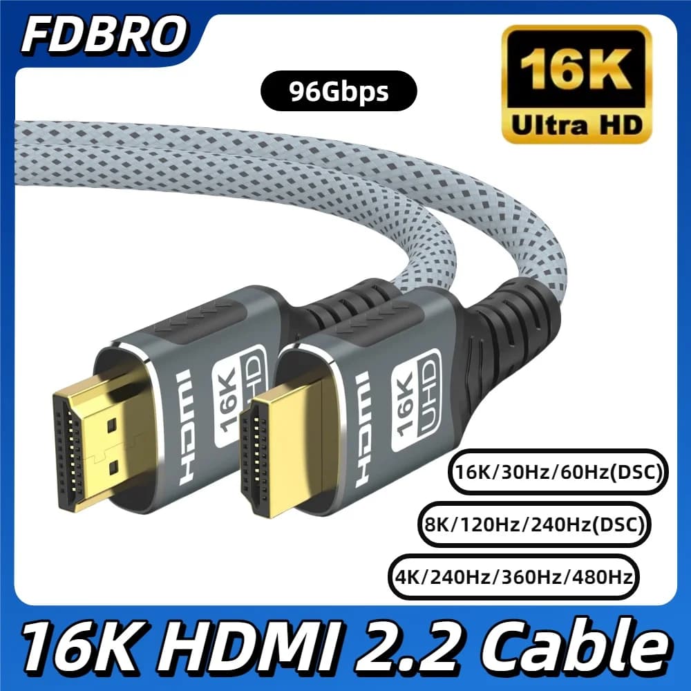 Cavo compatibile HDMI 16K Cavo HDMI 2.2 16K@30Hz/60Hz 8K@120Hz 4K@240Hz HDR eARC 96Gbps per HDTV Laptop Xbox PS5 Switch