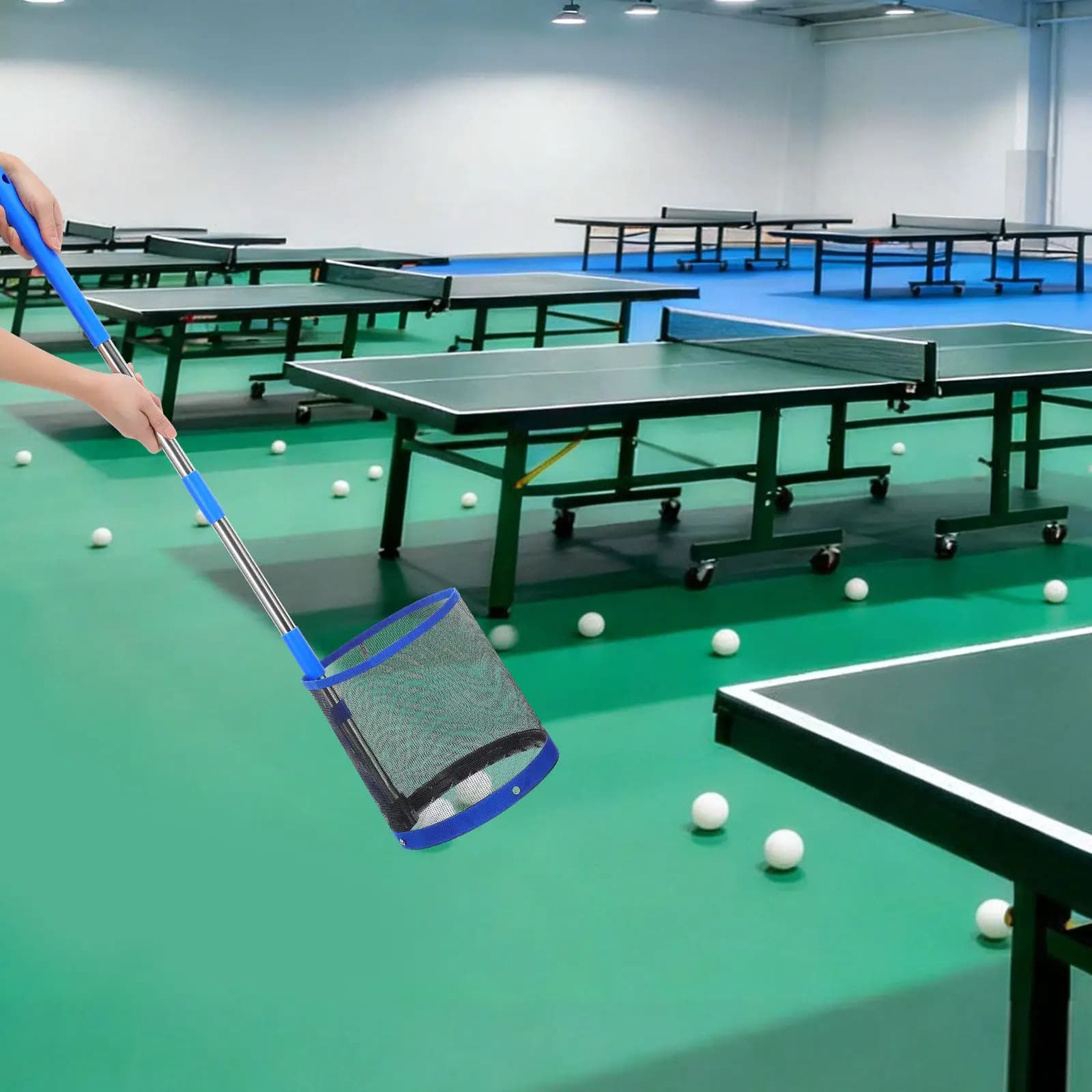 Raccoglitore Professionale di Palline da Ping Pong con Asta in Acciaio Inossidabile, Leggero e Portatile per Palestra e Pratica all'Aperto