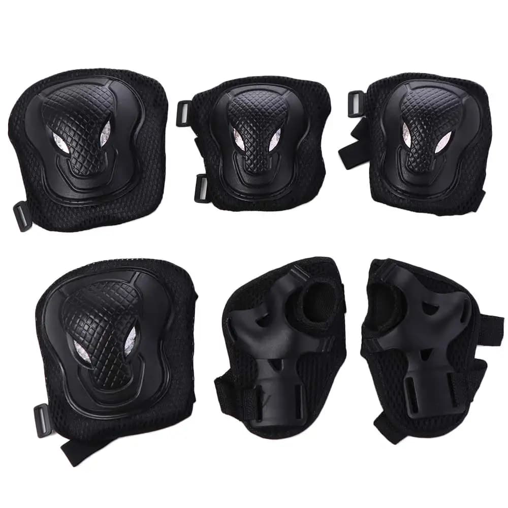 Set di 6 Protezioni per Ginocchia, Gomiti e Palme, Attrezzatura di Sicurezza Traspirante per Skateboard e Pattinaggio Inline
