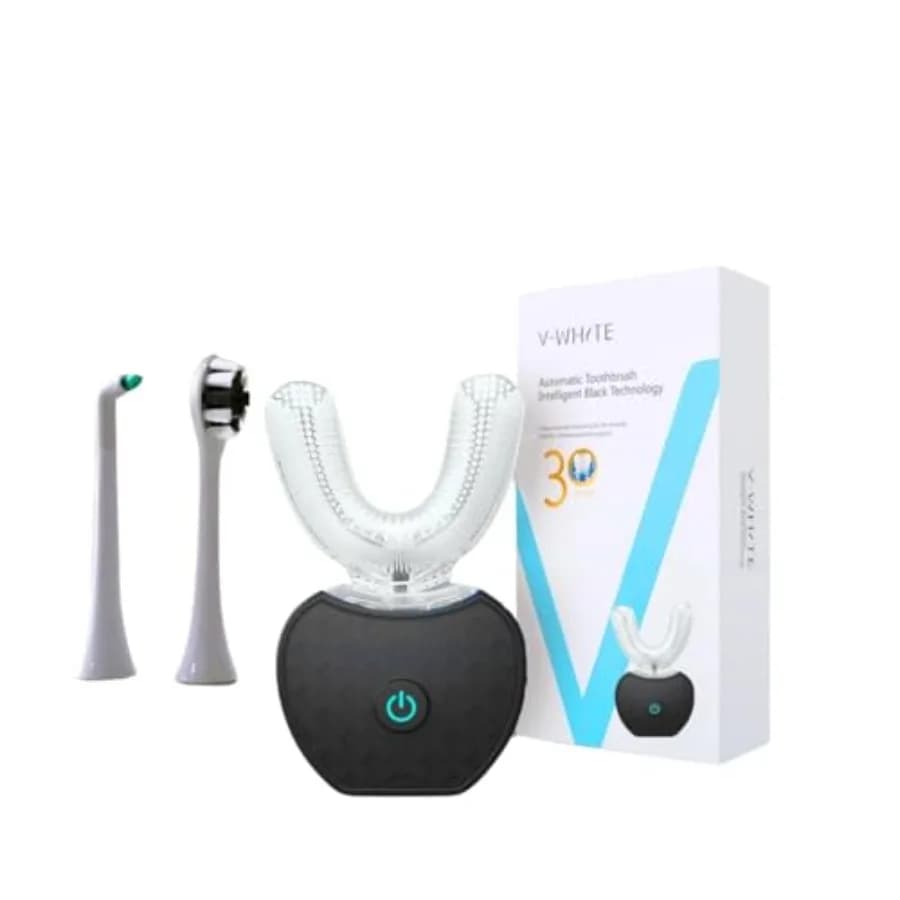 Spazzolino elettrico a ultrasuoni a forma di U per la pulizia dei denti, spazzolino elettrico a 360° ° Dispositivo per la Pulizia della Bocca Senza Mani e Protezione delle Gengive - Wire