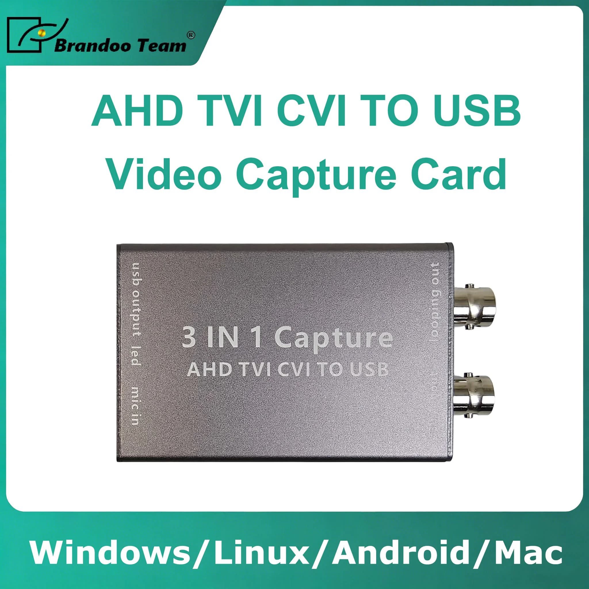 Scheda di acquisizione video 3 in 1 Scheda di acquisizione video da AHD a USB Ingresso AHD TVI CVI e uscita USB 2.0 Acquisizione 1080 60fps Plug and Play