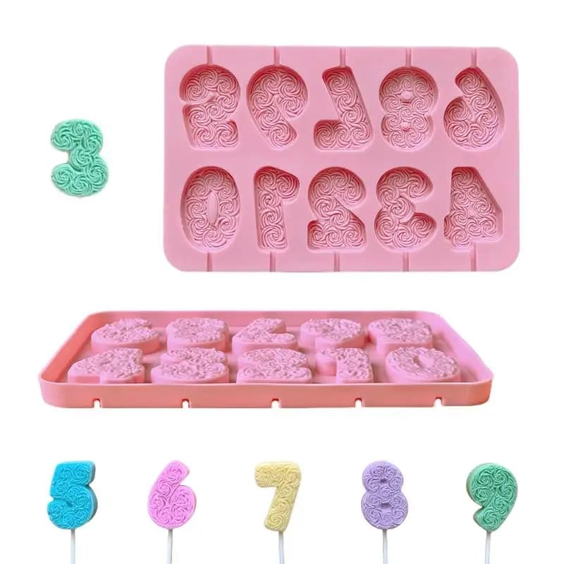 Silicone Mold For DIY Birthday Number Candle Making Rose Cake Decor Reusable Non Stick Chocolate Candles Baking Supplies