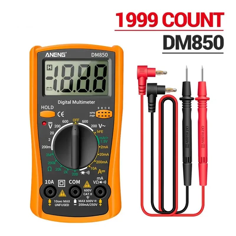 DM850 Multimetro digitale professionale 1999 Tester automatico di tensione AC/DC Ohm Amperometro di corrente Sonda di prova Strumento di rilevamento professionale