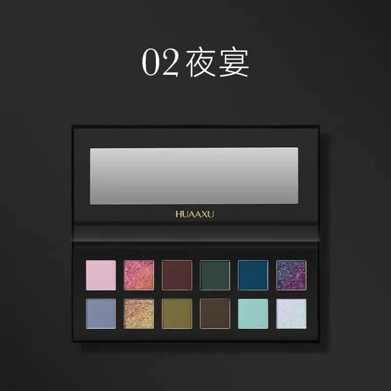HUAXU Twelve-Color Eyeshadow Palette Chameleon Micro Shimmer Matte Eye Makeup Long-lasting Eye Shadow