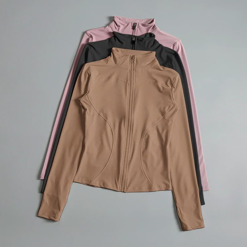 Fitness Yoga Shirt with Women's Zip Long Sleeved Sports Jacket Gym Top Sports Clothing Running Coats Women's Training Clothing