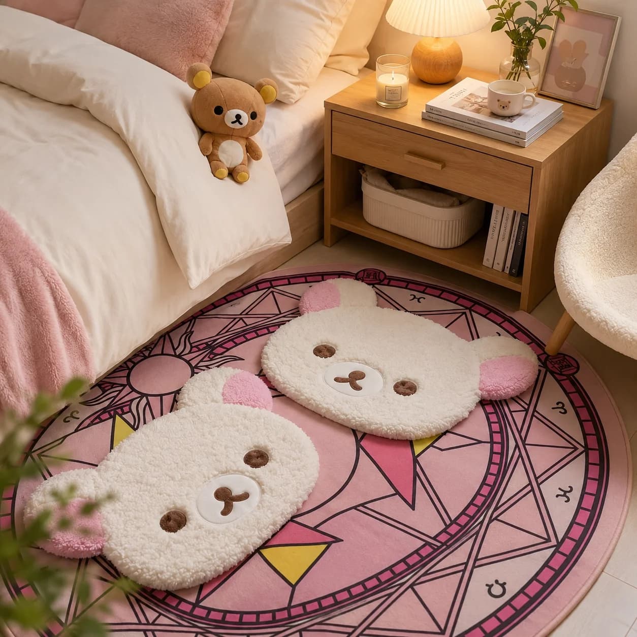 Floor Mat Kuna Bear Rilakkumas Carpet Soft Bedside Rug Bedroom Home Cute Sleeping Bedside Carpet Non Slip Anti Skid Pad 2026