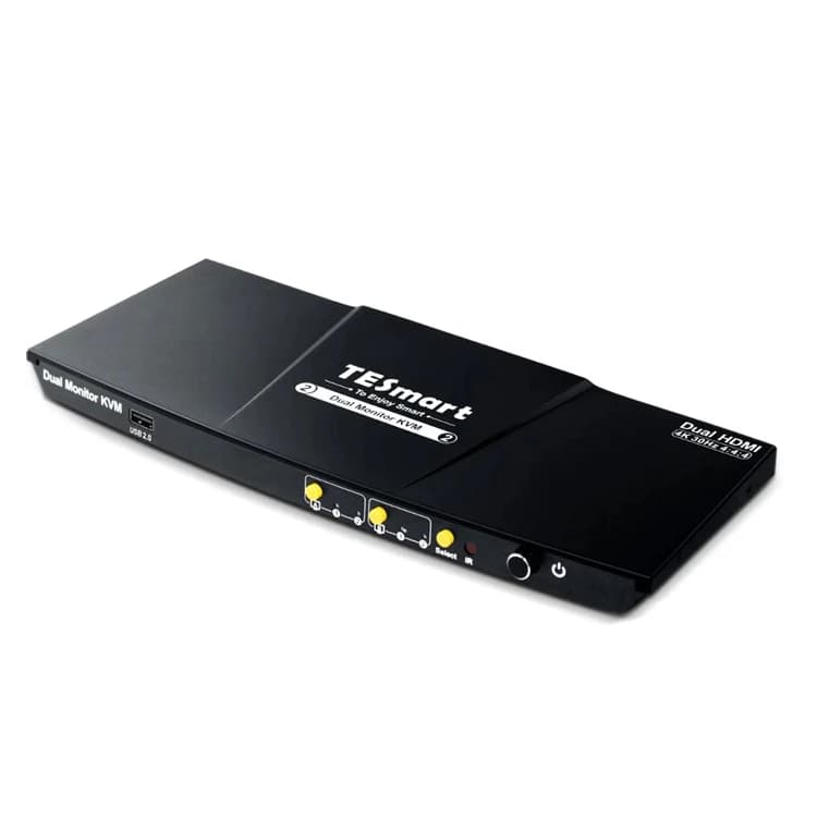 TESmart 2x2 for HDMI KVM Switch Matrix Box 4K 30HZ USB 2.0 Hub Dual PC Monitor Video Switcher for Raspberry Pi with EDID in