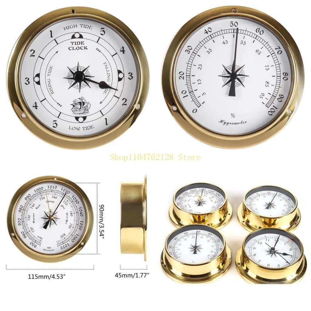 Termometro da parete da 115 mm, igrometro, barometro, orologio, orologio, stazione meteorologica, per interni esterni,
