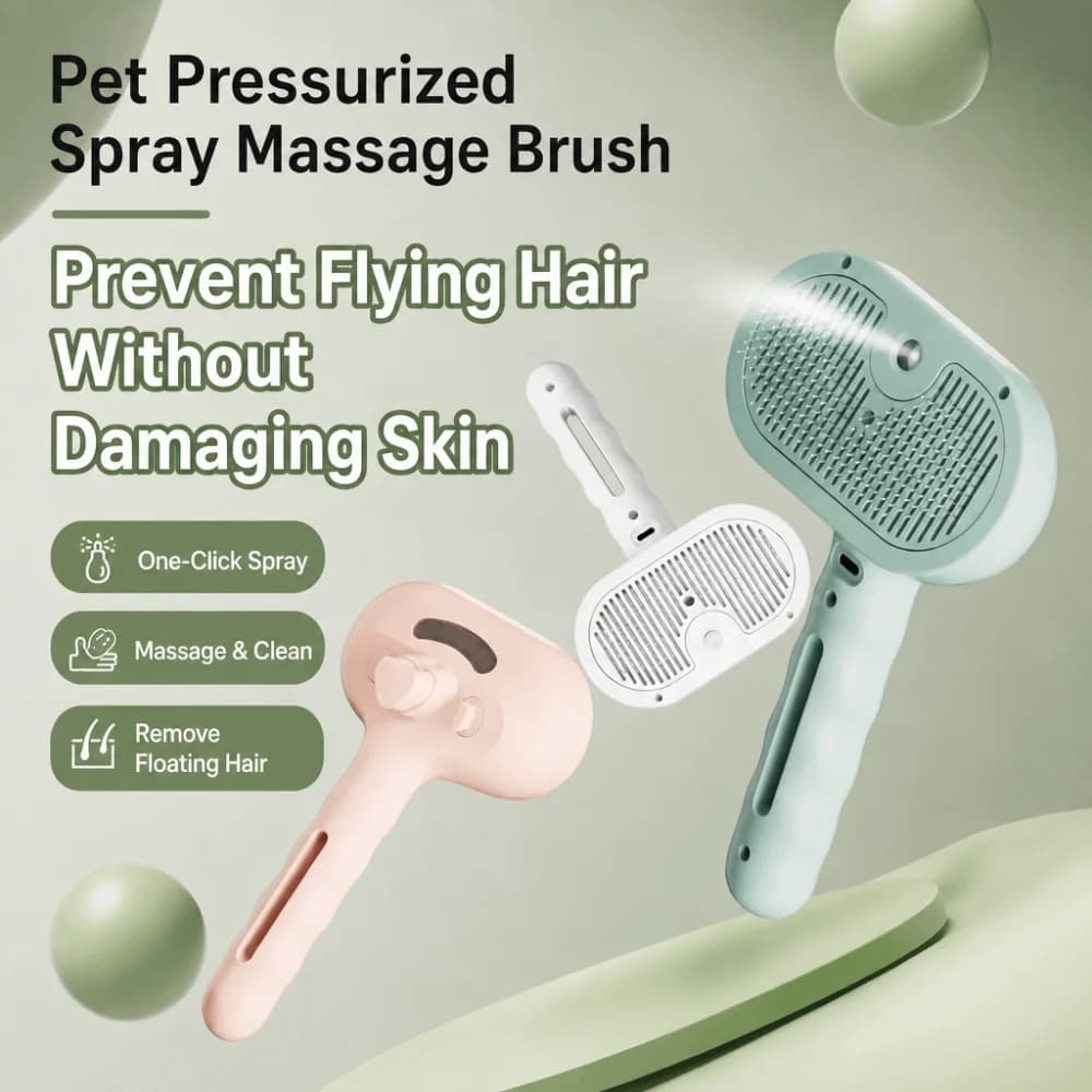 New Electric Pet Hair Comb Spray Function Wireless Hair Straightener Comb Soft Teeth Safe Round Head Steam Brush Cat Dog