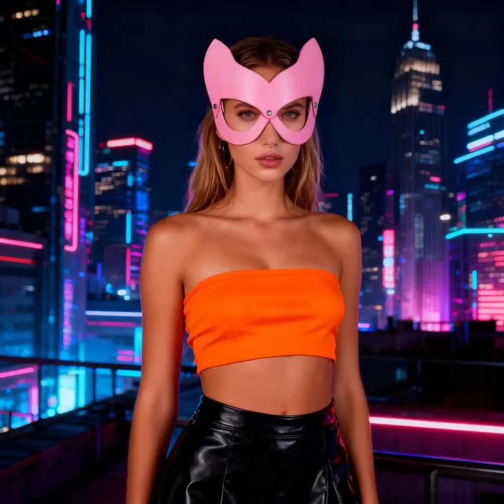 Maschere in pelle da donna Maschera per feste in maschera, Maschera per giochi di ruolo cosplay di moda Mezza maschera per feste punk