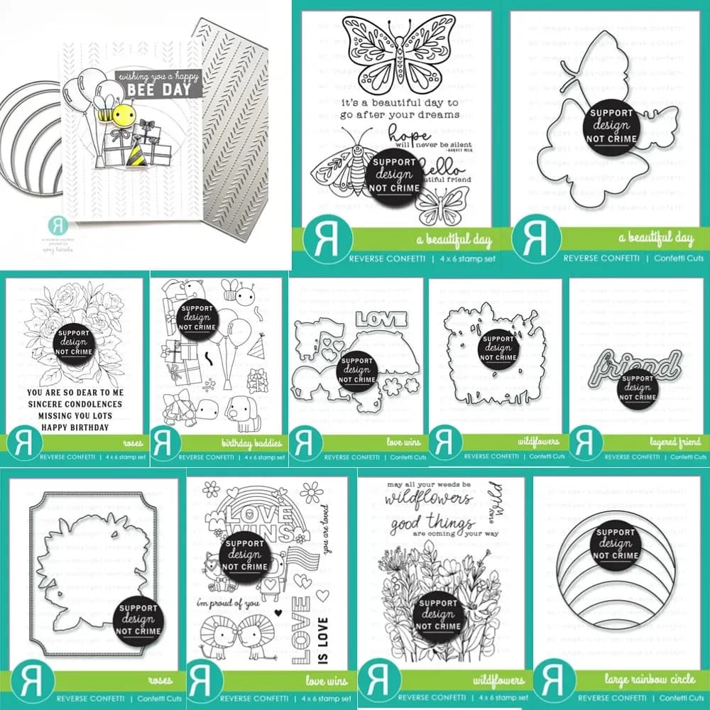 Birthday Buddies Banter Clear Stamps and Metal Cutting Dies Sets For DIY Craft Making Lace Greeting Card Scrapbooking Album
