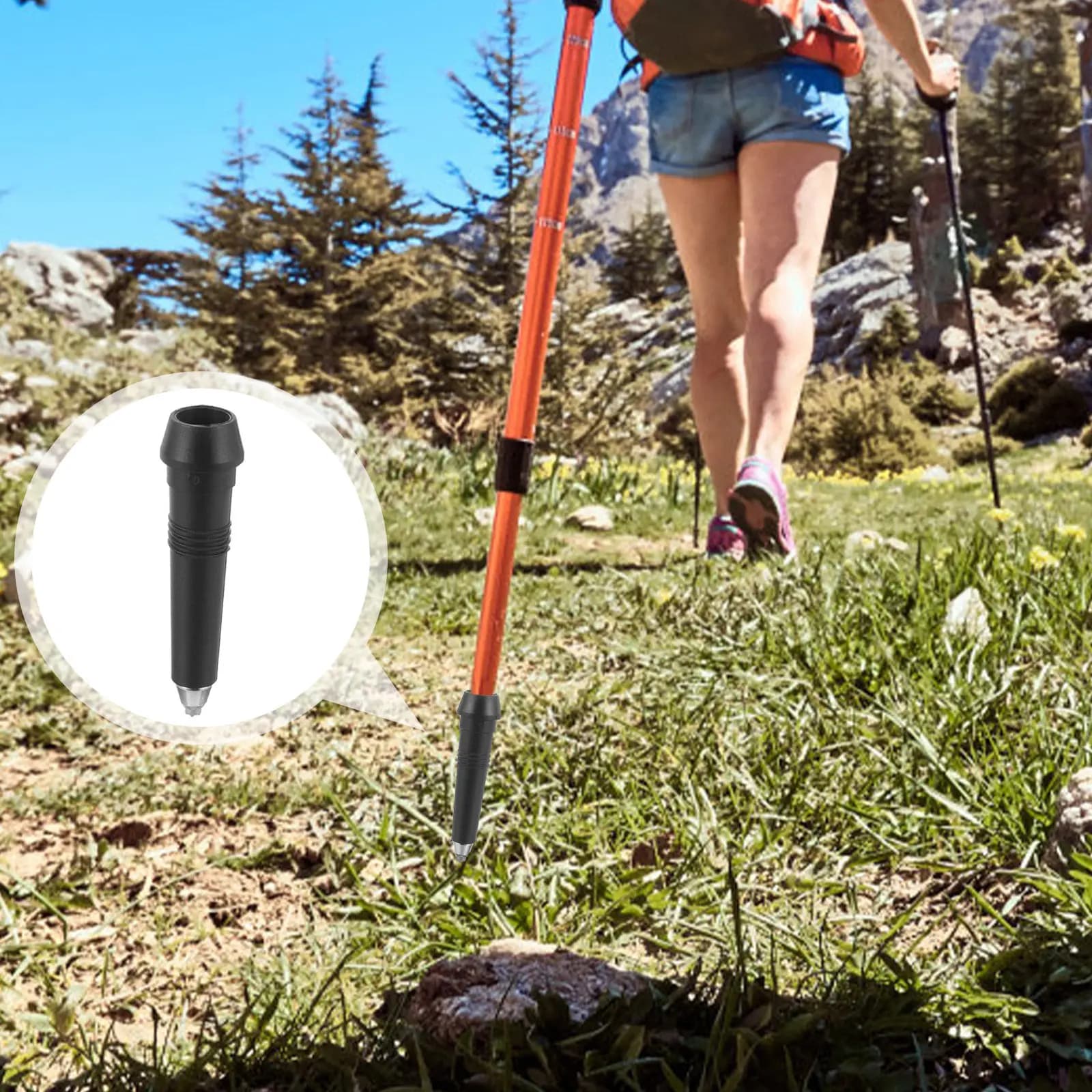 Carbon Steel and Tungsten Spare Parts for Trekking Sticks, Robuste Plastic Tips for Hiking Sticks, Usage on Paths and Streats