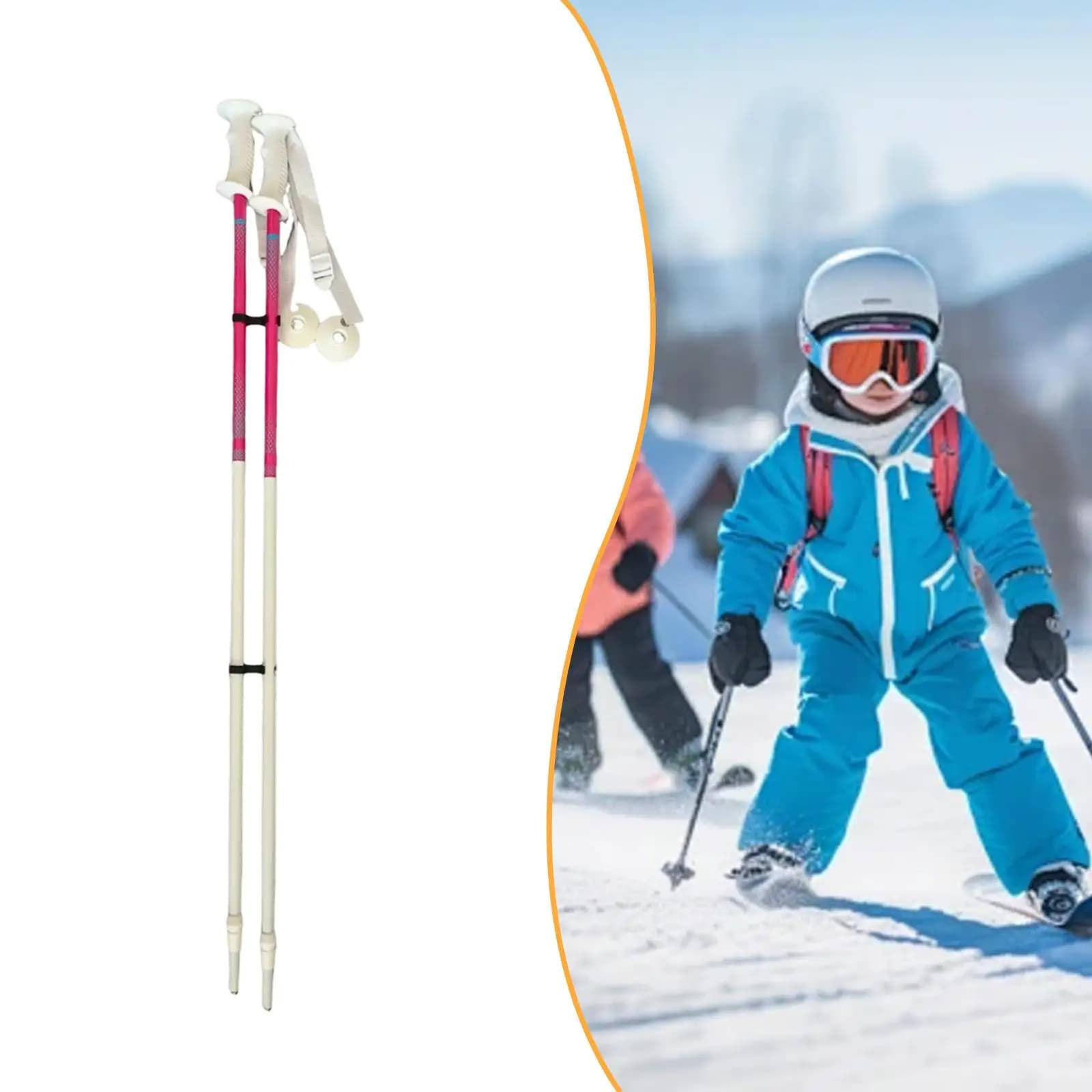 2 Pieces Ski Sticks Trekking Sticks Anti-slip Toes Lightweight Walking Sticks for Snowboard Trekking Adventures at the Open Air