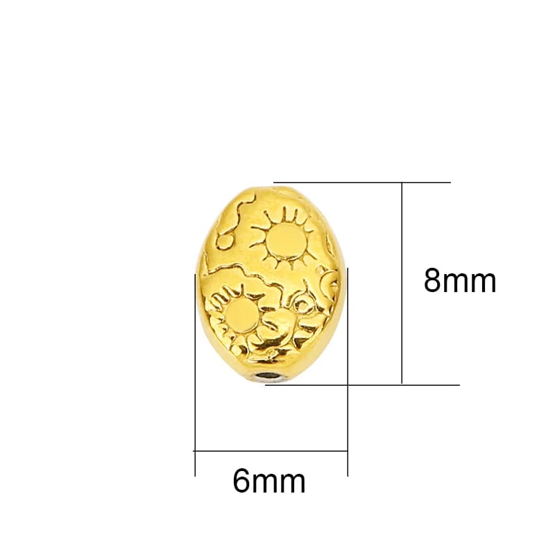 10pcs PVD 6x8mm Stainless Steel Oval Spacer Beads For Necklace Never Fade Large Big Hole Beads Diy Jewelry Bracelets Findings