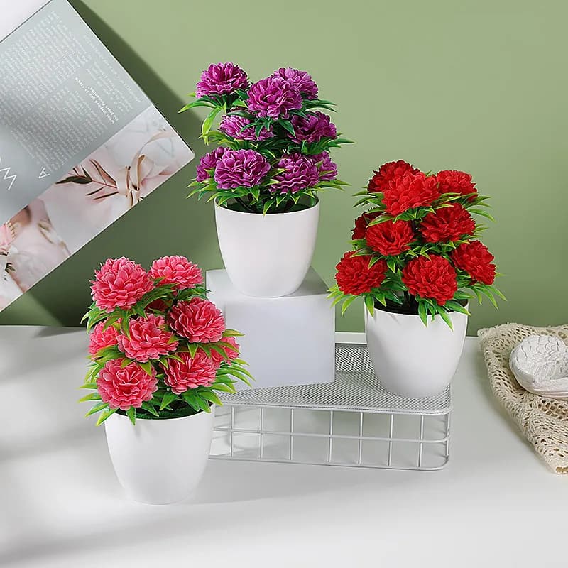 Piante Artificiali Bonsai, Piccole Piante in Vaso, Fiori Finti, Ornamenti in Vaso per Decorazione Casa, Hotel e Giardino