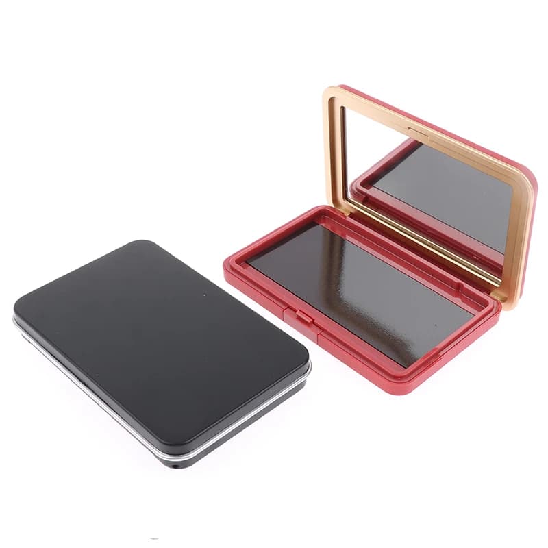 Scatola Dispenser Trucchi Glitter con Specchio 1pz Nera Opaca Vuota Magnetica Palette Cosmetici Ombretto Fard DIY