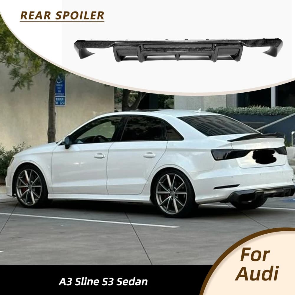 Car Rear Bumper Diffuser Lip for Audi A3 Sline S3 2013-2016 Sedan Rear Bumper Diffuser Lip Spoiler Racing Body Kits Carbon Fiber