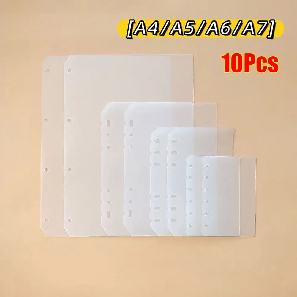 10Pcs A4 A5 A6 A7 Notebook Divider Matte Stationery Accessories Inner Paper Separator Universal PP Binder Organizer Baffle