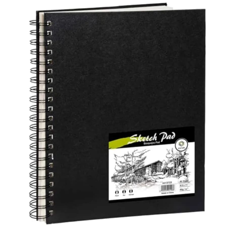 Hardbound Sketch Book, 80-Sheets 90gsm Double-Sided Hardcover Sketchbook, Spiral Sketch Pad, Durable Acid Free Drawing Art Pape