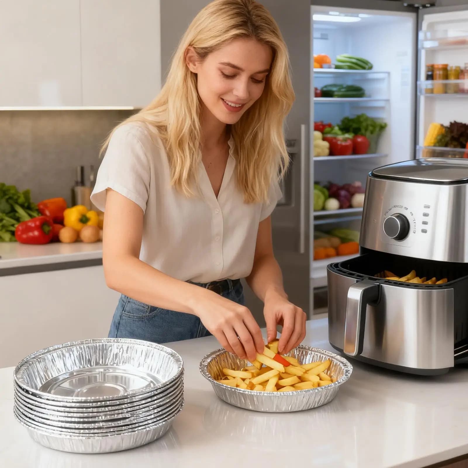 Air Frying Sheet 50 pieces Steam Baking Inserts Round Frying Sheet for Oil-proof Air Frying Basket for Oven Tools Microwave Oven