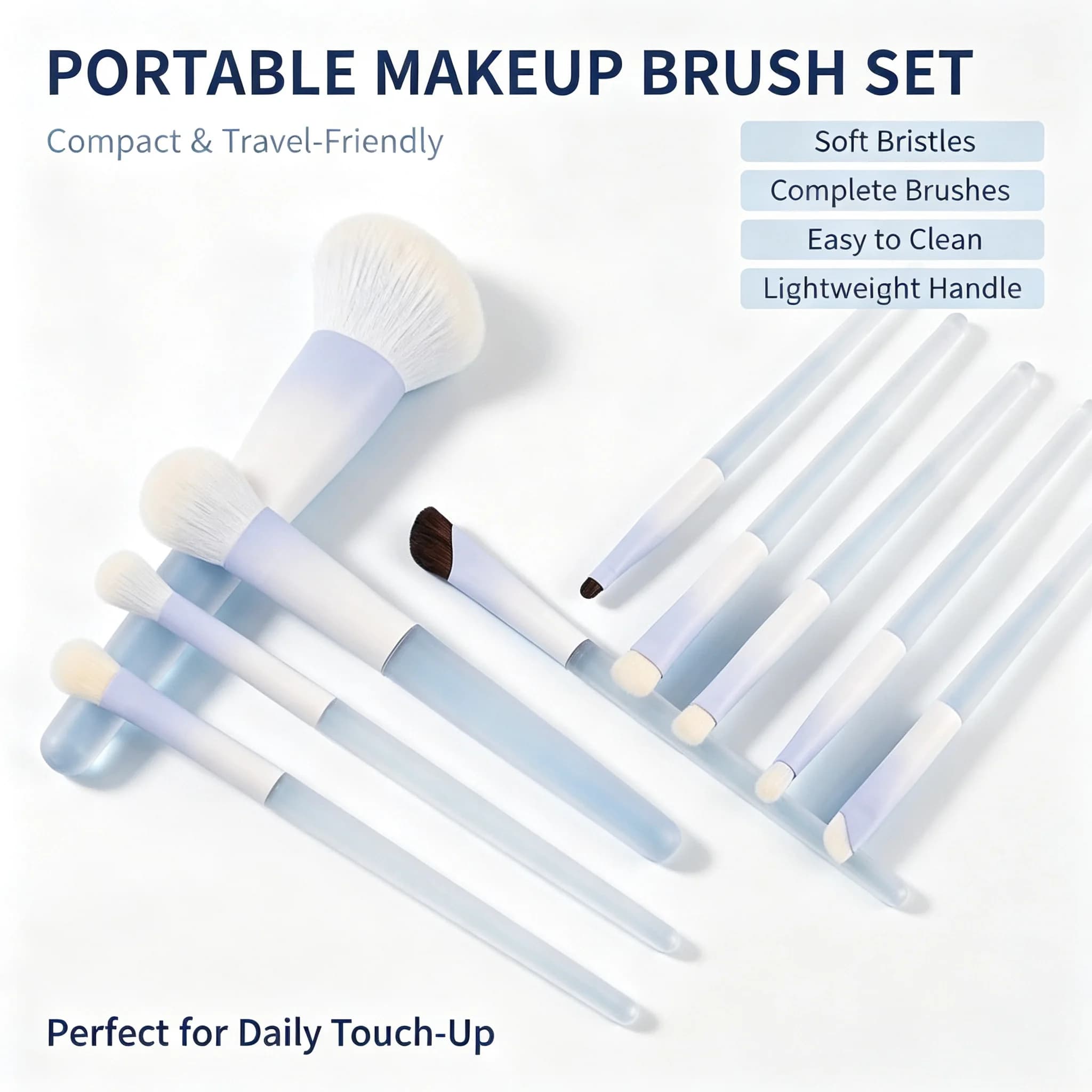 Portable Mini Makeup Brush Set, 8Pcs Soft Cosmetic Brushes for Foundation, Eyeshadow, Blush and Concealer, Travel Touch-Up Kit